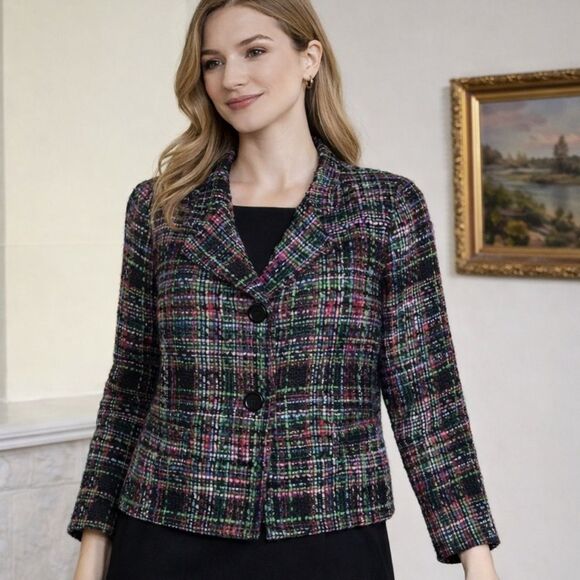 Talbots Multi-Colour Loomed Short Jacket - Picture 1 of 9